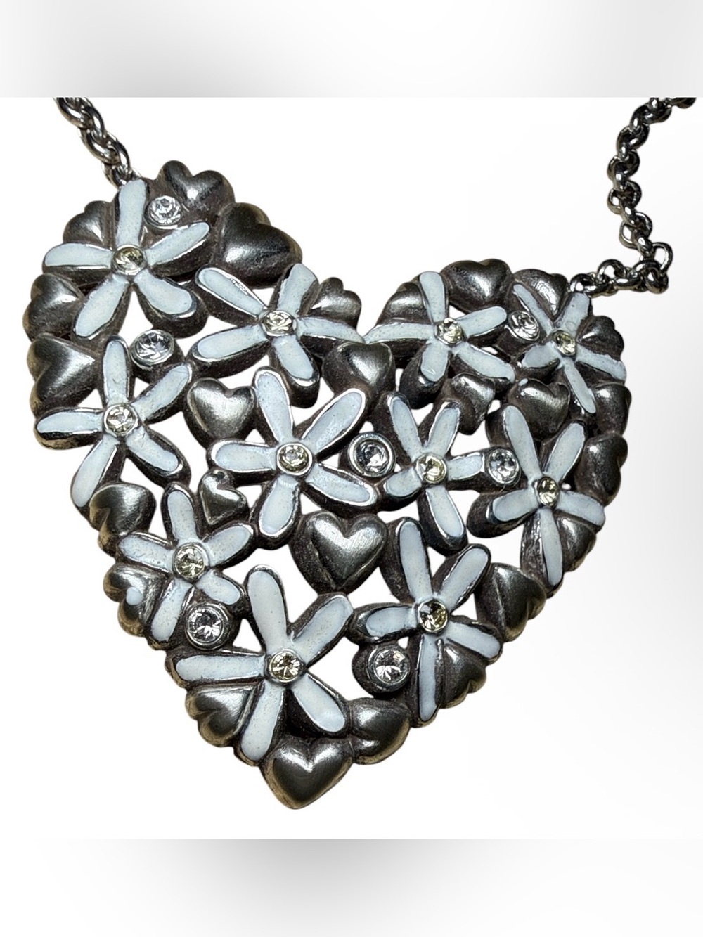 Brighton Fashionista Wild Flowers Heart Silver Necklace